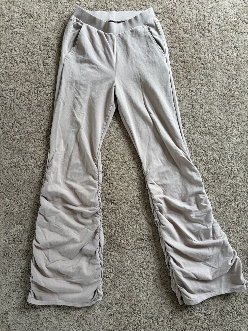 Alo Yoga Taupe Ruched Soft Sculpt Wide Leg Pants - Size XSmall